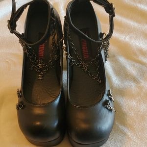 Demonia platform heels with skull charms